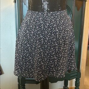 Navy Blue Floral Skater Skirt